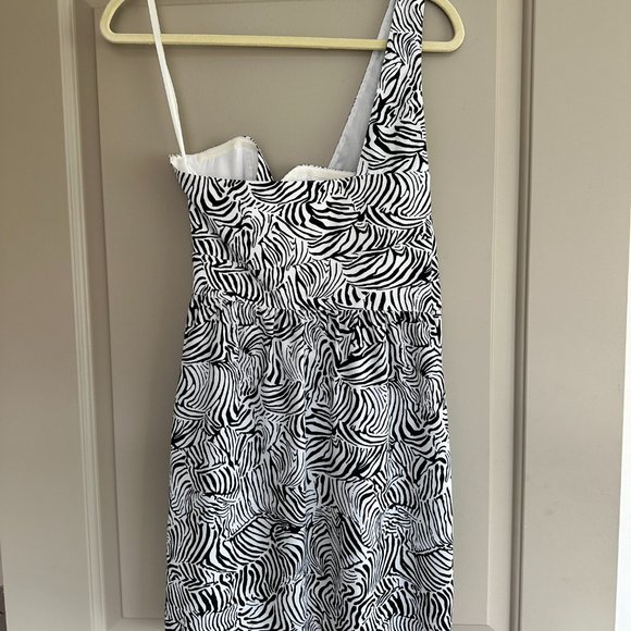 Club Monaco Zebra Print One Shoulder Wrap Dress - Picture 3 of 5